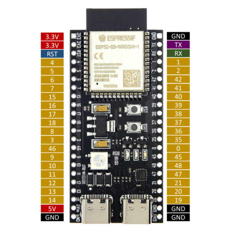 Kit phát triển WiFi Bluetooth ESP32-S3 N8R2 Dual Type-C