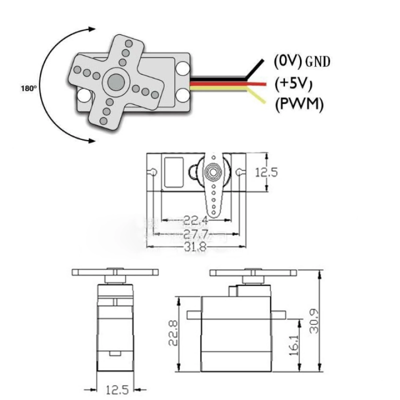 Động cơ Servo SG90 180 độ